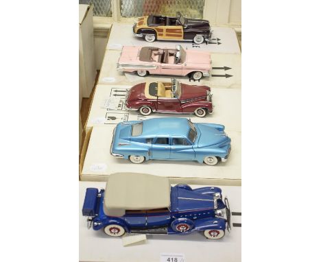 A Franklin Mint Precision Models 1:24 scale 1932 Cadillac B-16, and four others, all boxed (5) 