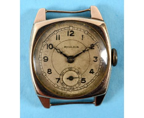 A gentleman's 9ct gold Rolex wristwatch, with Arabic numerals and subsidiary second dial, the movement signed Oyster Watch Co