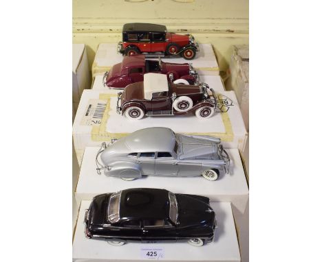 A Franklin Mint 1:24 scale 1935 Mercedes-Benz 770 K Grosser, and four others, all boxed (5) 