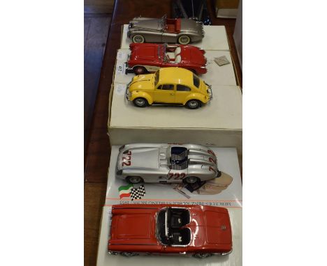 A Paul's Model Art 1:24 scale 1955 Mercedes-Benz 300 SLR Stirling Moss, and four others, all boxed (5) 