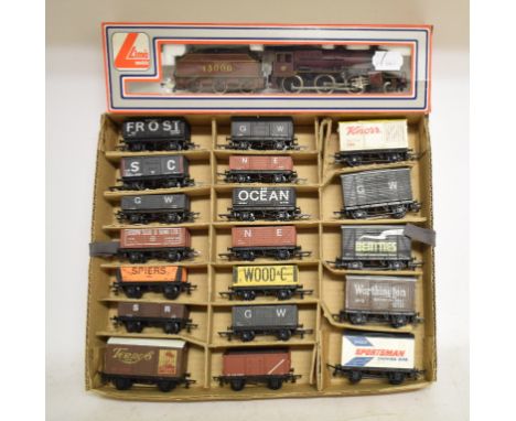 EXTRA LOT:  A Lima 00 gauge locomotive and tender, 2-6-0, boxed, and assorted wagons (qty) 