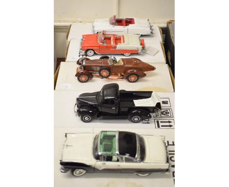 A Franklin Mint Precision Models 1:24 scale 1940 Ford Pick Up, and four others, all boxed (5)Report by GHAll with paperwork.C