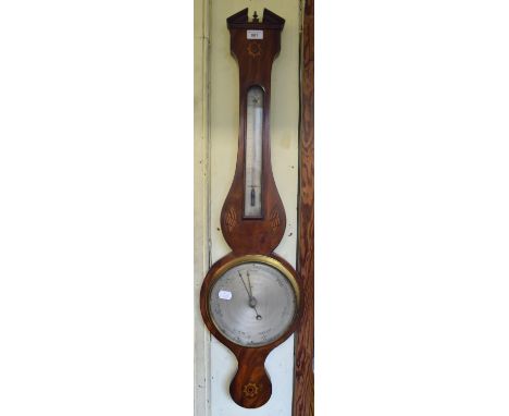 A 19th century barometer and thermometer, dial signed Lione Somalvico & Co, No 125 Holbnhill, London, inlaid mahogany case, 1