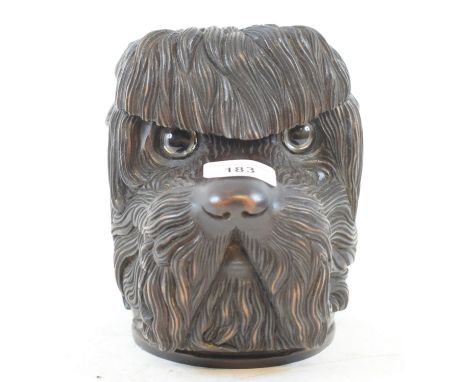 A Black Forest style tobacco box, in the form of a dog's head, 18.5 cm highReport by NGThis is a modern item and has only rec