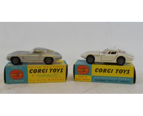 A Corgi Chevrolet Corvette Sting Ray, 310, and a Corgi Marcos 1800 G.T. with Volvo Engine, 324, both boxed (2) 
