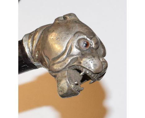 A walking stick, with a dog's head handle, Birmingham 1860 