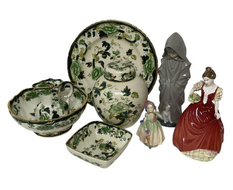 Two Royal Doulton figures, comprising Helen HN3886 and Babie HN1679, together with a Nao figures and a collection of Mason's 