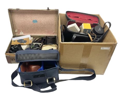 Quantity of cameras, to include Rollei 35 LED compact film camera, Praktica, Polaroid, etc