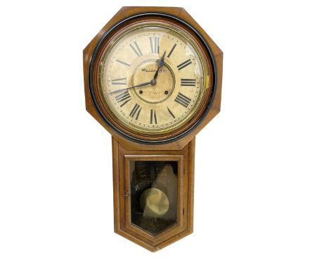 American - 19th century Ansonia drop dial wall clock 12 inch dial.