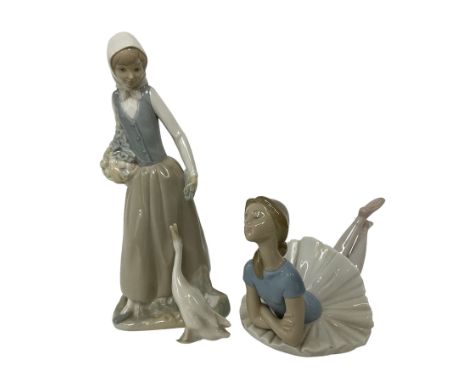 Lladro figure Heather, in the form of a ballerina, model no 1359, together with a Nao figure (2)