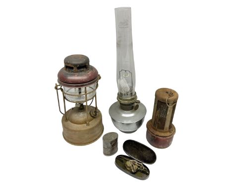 Tilley oil lamp with glass shade, together with a Super Aladdin lamp etc, Tilley lamp H33cm (5)