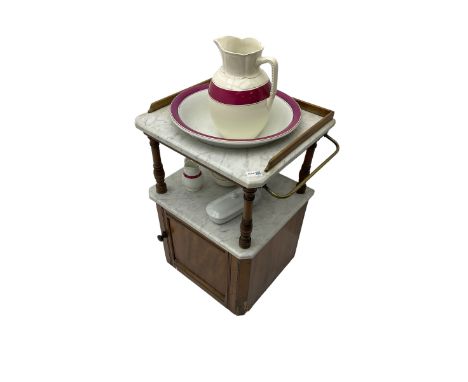 Mid-20th century mahogany and marble washstand, with basin, jug and other accessoriesDimensions: Height:&nbsp;73cm&nbsp; Leng