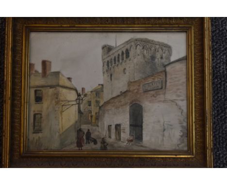 Astbury Jackson (20th century), a watercolour, townscape, signed and dated '75, 25 x 32cm acanthus framed and glazed, 35 x 42