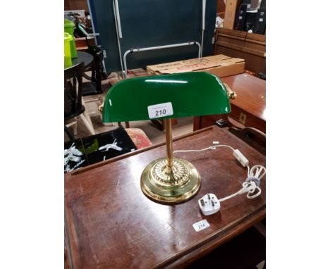 MODERN BRASS DESK LAMP WITH GREEN SHADE