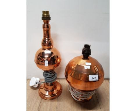 2 COPPER TABLE LAMP BASES