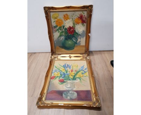 PAIR OF GILT FRAMED OIL PAINTINGS SIGNED R W HEPPLE 1960