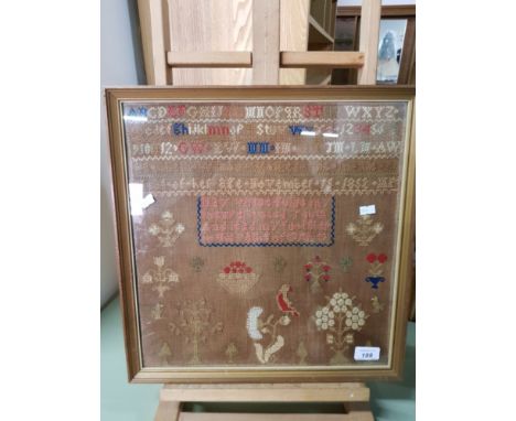 ANTIQUE FRAMED SAMPLER DATED 1862