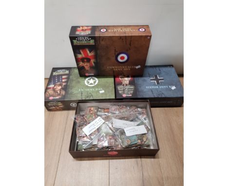3 BOXED WAR GAMES HEROES OF NORMANDIE GERMAN AMERICAN AND COMMONWEALTH ARMY BOX SETS