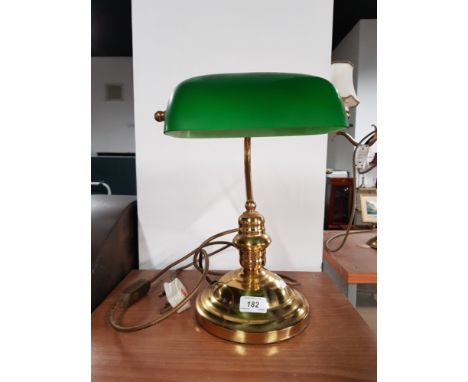 BRASS DESK LIGHT WITH GREEN SHADE