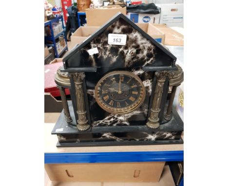 ANTIQUE MANTLE CLOCK WITH BRASS COLUMNS SAS
