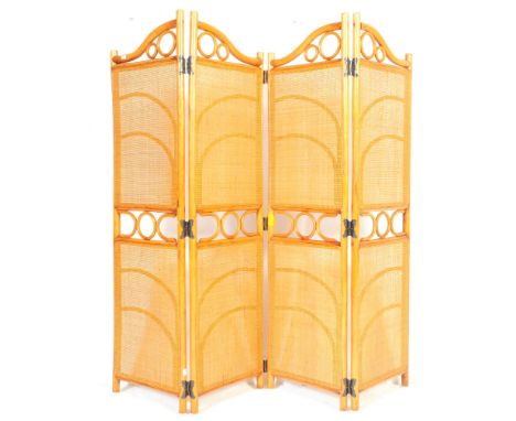 A vintage retro mid 20th century circa. 1970's bamboo folding dressing discretion&nbsp;screen room divider. The screen being 