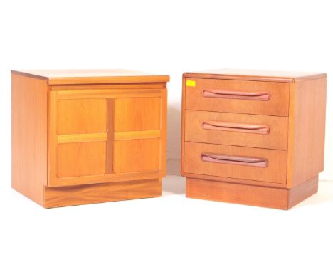 Two vintage retro mid 20th century teak bedside cabinet units comprising of a G Plan G-Plan Fresco range unit and a Nathan Fu