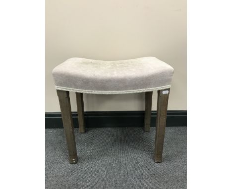 An oak upholstered stool stamped ER Coronation 53 