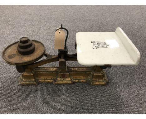 A set of vintage W. and T. Avery scales with weights 