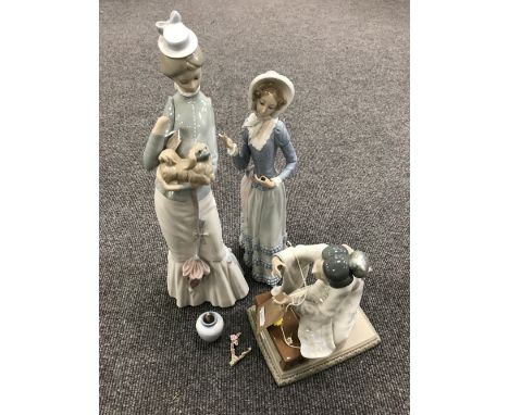 Three Lladro figures - geisha and two ladies a/f