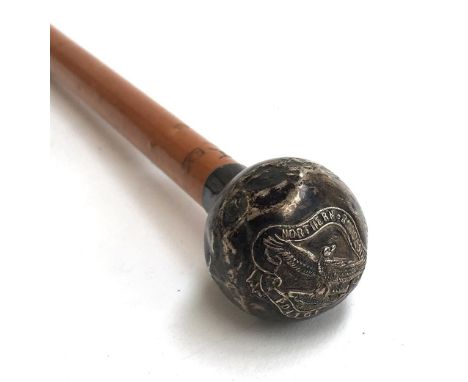 A Northern Rhodesia Police silver topped swagger stick, together with a duck head walking stick and vintage parasol 