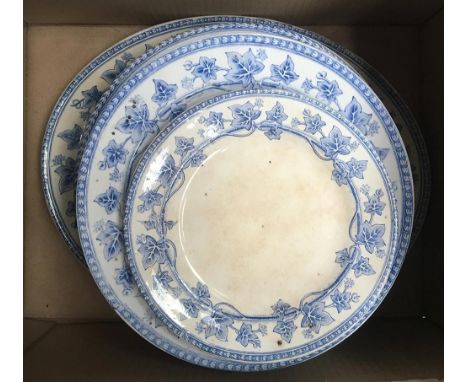 A Wedgwood Ivy pattern part dinner service, to include dinner plates (9), pudding plates (6), side plates (2) and a meat plat