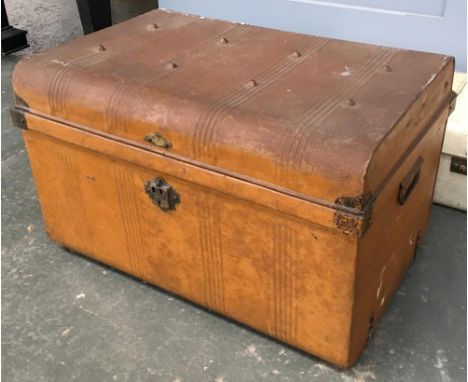 A Warranted Best Steel Japanned Travelling Metal Trunk, 75cmW 