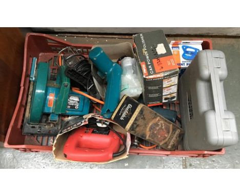 A mixed box of Black &amp; Decker, Makita, etc, electric power tools, together with a performance hammer drill 