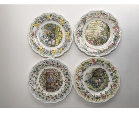 A set of four Royal Doulton Brambly Hedge plates; The Invitation; The Outing; The Plan; and The Adventure, 20cmD 