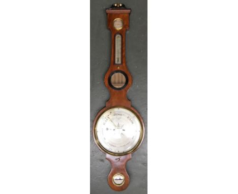 A mahogany clock barometer, signed Somaloico &amp; Son, London,, 109cmH 