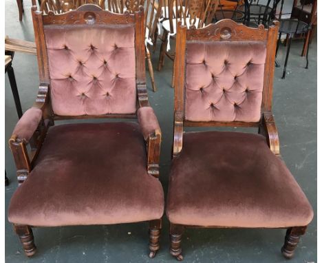 Two early 20th century button back salon chairs 