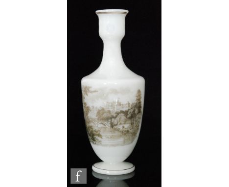 A 19th Century Richardson opaline glass vase of footed shouldered ovoid form with a narrow collar neck with cup form rim, ena