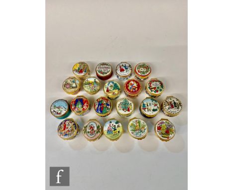 Nineteen Halycon Days enamel boxes, to include Christmas and Mother's Day examples dating from the 1970s to 2000s, S/D. (19) 