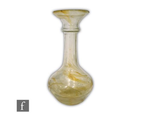 A late 19th Century Couper &amp; Sons Clutha glass vase, designed by Dr Christoper Dresser, of compressed globe and shaft for