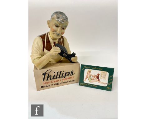 A mid 20th Century Beritex rubberoid advertising figure of a cobbler, for 'Phillips, Stick-A-Soles and Heels', height 31.5cm,