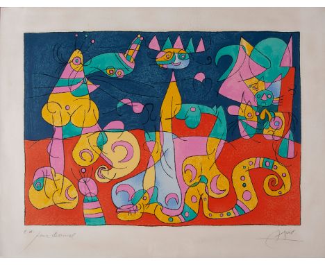 JOAN MIRÓ I FERRÀ (Barcelona, 1893 - Palma de Mallorca, 1983)."Ubu Roi 4", 1966.Lithograph, copy E.A.Signed, justified and de