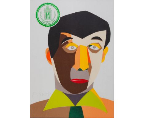 EDUARDO ARROYO (Madrid, 1937-2018). "Personaje". Collage on paper. Signed in the lower left corner. With coaster of the Hotel