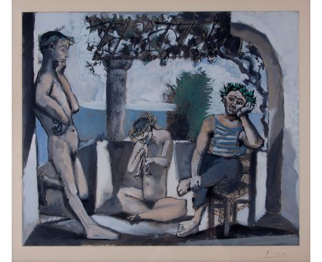 PABLO RUIZ PICASSO (Malaga, 1881 - Mougins, France, 1973). "Bacchanale", ca. 1959. Color etching and aquatint on BFK Rives pa