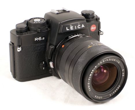 Black Leica R6,2 Complete. Leitz Germany R6.2 camera body #2236276 (condition 4F) with Vario-Elmar-R 28-70mm f3.5-4.5 zoom le