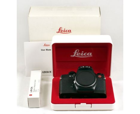 Black Leica R7 Camera Body, Leitz Germany. #1911484. (condition 5F). With strap & manual, in makers presentation box & outer 