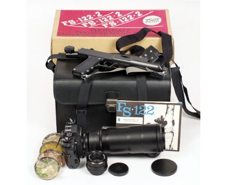 FS-122 Photosniper Set in Makers Box. Complete set including case, box, manual, filters, shoulder stock etc. Based on ZENIT-1