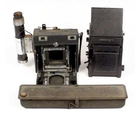 Four Boxes of Collectable & Folding Cameras. To include a number of Kodak and other folding cameras, a Marion & Co plate came