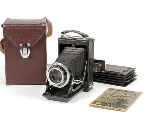 Rare MOSCOW-3 Plate Camera. (condition 5F) with INDUSTAR-23 f4.5 110mm lens, case, 6 Plate holders & manual. 5100918 (Kr) K30