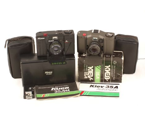 Two Rare 1990s Kiev 35 Compact Cameras. Rare KIEV-35AM Compact Camera. 1992. Very few manufactured & now hard to find. MC Kor