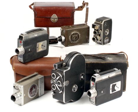 A Collection of 8mm & 16mm Cine Cameras. To include a Bolex H16 body, plus Kodak, Bell & Howell and Filmo 121 8mm models. Als